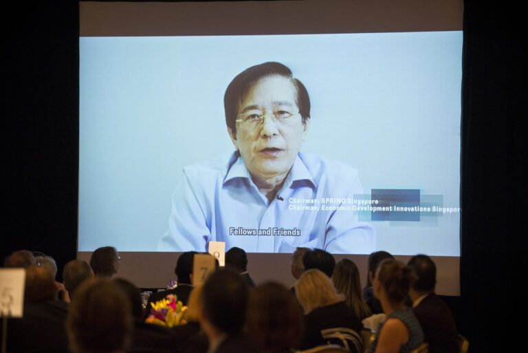 Philip Yeo (Singapore 1987) accepts the Distinguished Fellow Award via video.